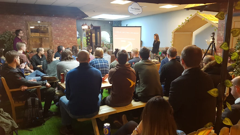 A PHPSW audience watching a talk